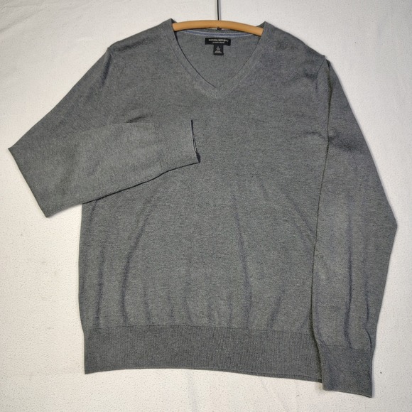 Banana Republic Other - Banana Republic Sweater Mens Large Gray Silk Cashmere Blend Luxury Knit V-Neck